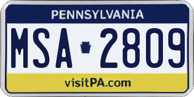 PA license plate MSA2809