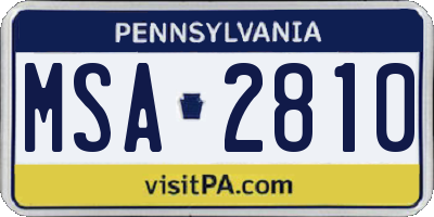 PA license plate MSA2810