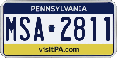 PA license plate MSA2811
