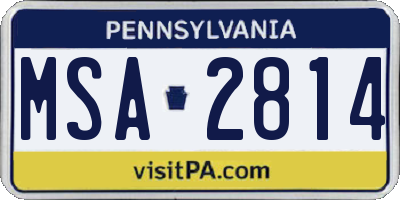 PA license plate MSA2814