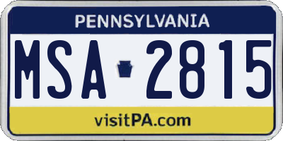 PA license plate MSA2815