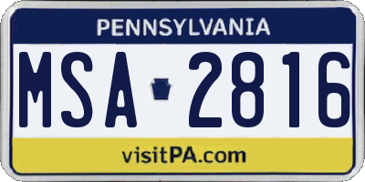 PA license plate MSA2816