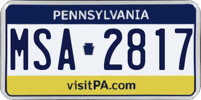 PA license plate MSA2817