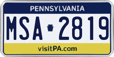 PA license plate MSA2819