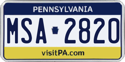 PA license plate MSA2820