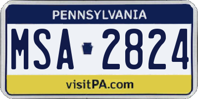PA license plate MSA2824