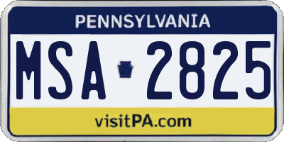 PA license plate MSA2825