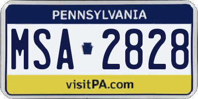 PA license plate MSA2828