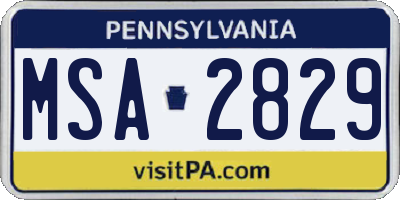PA license plate MSA2829