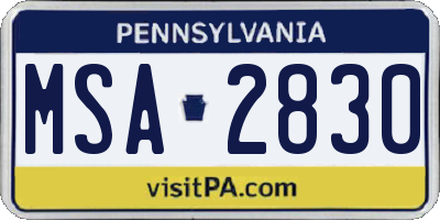 PA license plate MSA2830