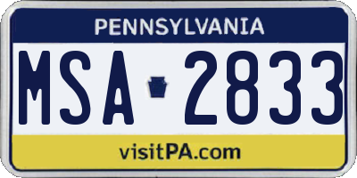 PA license plate MSA2833