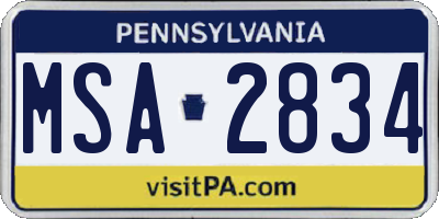 PA license plate MSA2834