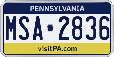 PA license plate MSA2836