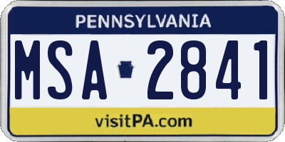 PA license plate MSA2841