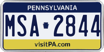 PA license plate MSA2844