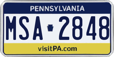 PA license plate MSA2848