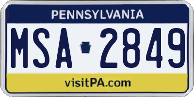PA license plate MSA2849