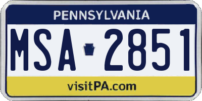 PA license plate MSA2851