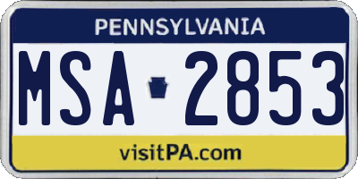 PA license plate MSA2853