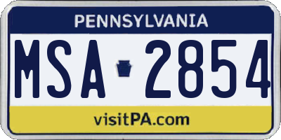 PA license plate MSA2854