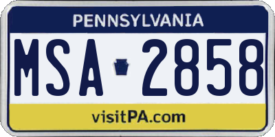 PA license plate MSA2858