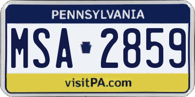 PA license plate MSA2859