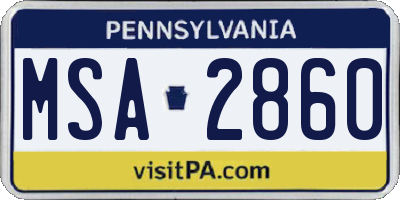 PA license plate MSA2860