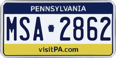 PA license plate MSA2862