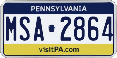 PA license plate MSA2864