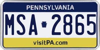PA license plate MSA2865
