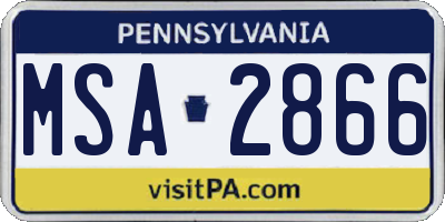 PA license plate MSA2866