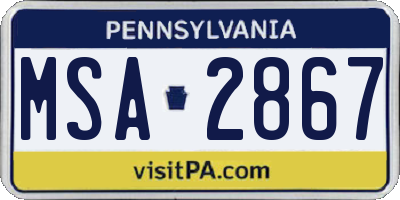 PA license plate MSA2867