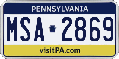 PA license plate MSA2869