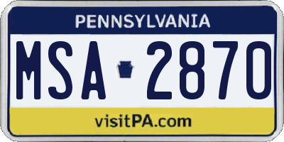 PA license plate MSA2870