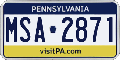 PA license plate MSA2871