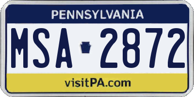 PA license plate MSA2872