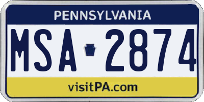 PA license plate MSA2874