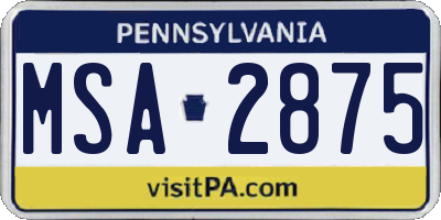 PA license plate MSA2875