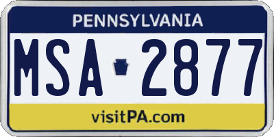 PA license plate MSA2877