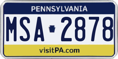 PA license plate MSA2878