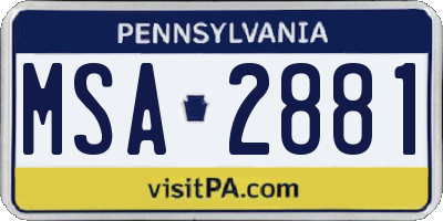 PA license plate MSA2881