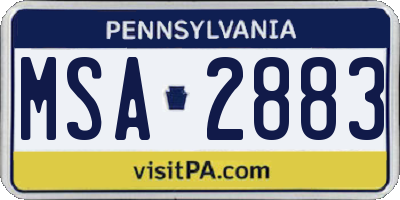 PA license plate MSA2883