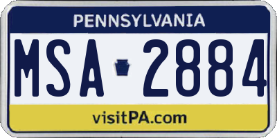 PA license plate MSA2884