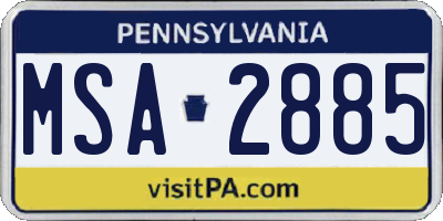 PA license plate MSA2885