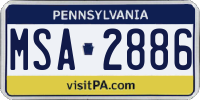 PA license plate MSA2886