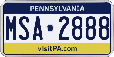 PA license plate MSA2888