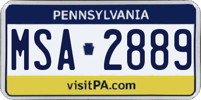PA license plate MSA2889