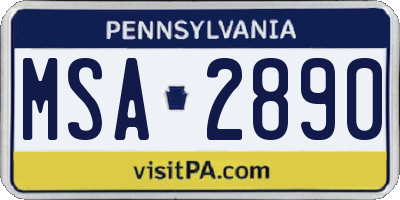 PA license plate MSA2890