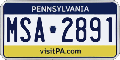 PA license plate MSA2891
