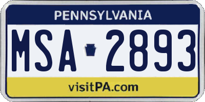 PA license plate MSA2893